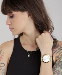 Kit-de-Relogio-Analogico-Lince-Feminino---Colar---Brinco---K186C2KX-Dourado-8633081-Dourado_2