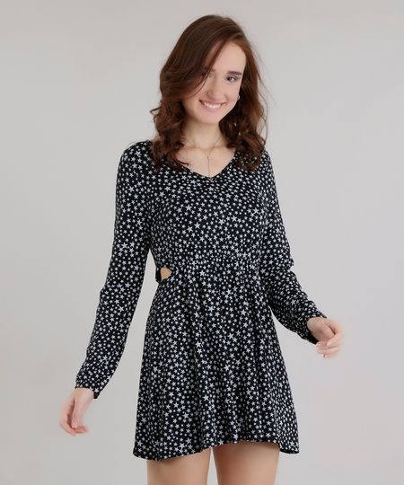 Vestido-Estampado-de-Estrelas-Preto-8646855-Preto_1