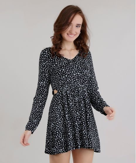 Vestido-Estampado-de-Estrelas-Preto-8646855-Preto_1