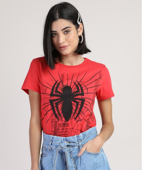 Blusa-Feminina-Homem-Aranha-Manga-Curta-Decote-Redondo-Vermelha-9942642-Vermelho_1