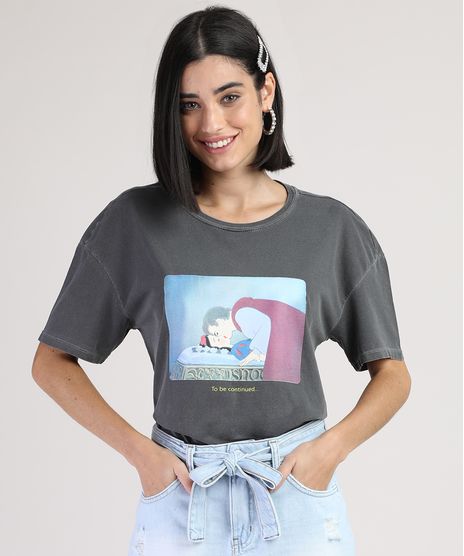 Blusa-Feminina-Branca-de-Neve-Manga-Curta-Decote-Redondo-Chumbo-9894048-Chumbo_1