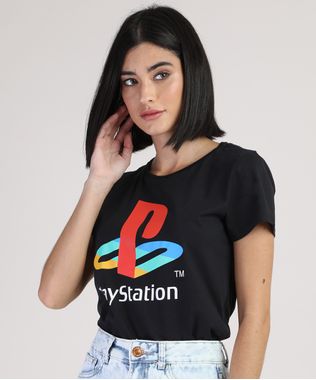 Blusa-Feminina-PlayStation-Manga-Curta-Decote-Redondo-Preta-9942048-Preto_1