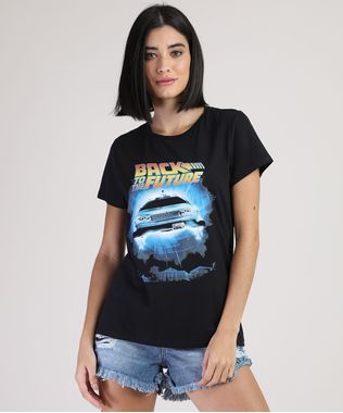 Blusa-Feminina-de-Volta-para-o-Futura-Manga-Curta-Decote-Redondo-Preta-9942644-Preto_1
