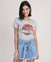 Blusa-Feminina-Jurassic-Park-Manga-Curta-Decote-Redondo-Cinza-Mescla-9942646-Cinza_Mescla_1