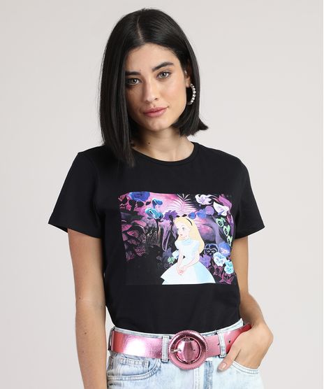 Blusa-Feminina-Alice-no-Pais-das-Maravilhas-Manga-Curta-Decote-Redondo-Preta-9942638-Preto_1