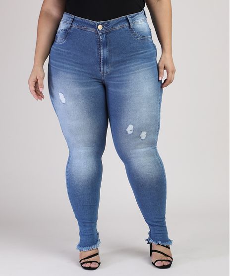 Calca-Jeans-Feminina-Plus-Size-Sawary-Super-Skinny-Cintura-Alta-com-Rasgos-Azul-Medio-9949268-Azul_Medio_1