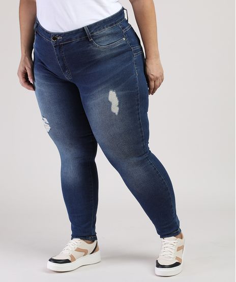 Calca-Jeans-Feminina-Plus-Size-Sawary-Super-Skinny-Cintura-Alta-com-Rasgos-Azul-Escuro-9949267-Azul_Escuro_1