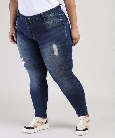 calças jeans cintura alta plus size