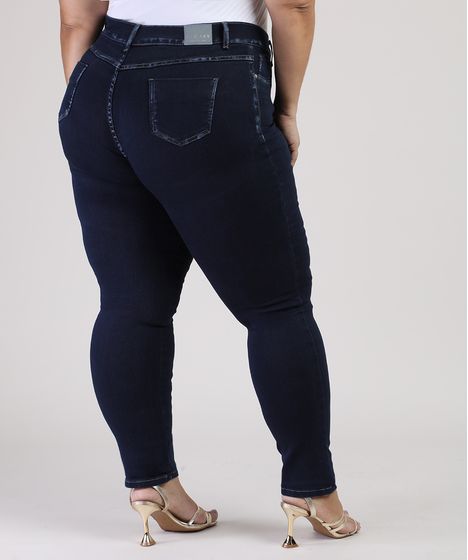 calça jeans com cinta embutida plus size