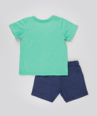 Conjunto-Garfield-de-Camiseta-Verde---Bermuda-em-Moletom-Azul-Marinho-8676764-Azul_Marinho_2