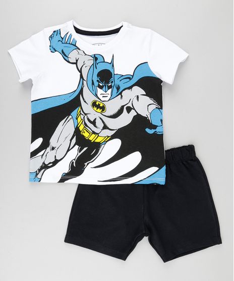 Conjunto-Batman-de-Camiseta-Branca---Bermuda-em-Moletom-Preta-8664331-Preto_1
