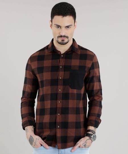Camisa-Xadrez-em-Flanela-Marrom-8623406-Marrom_1 Camisa-Xadrez-em-Flanela-Marrom-8623406-Marrom_1