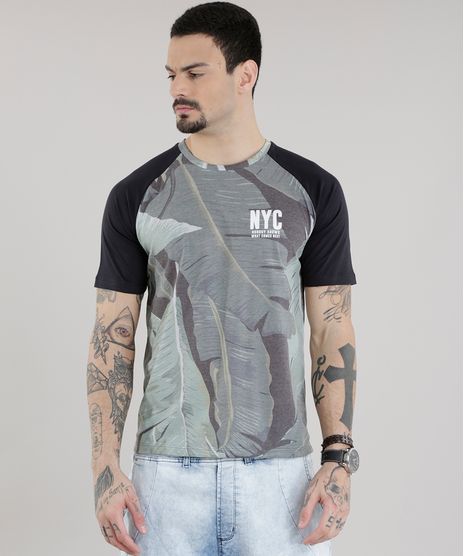 Camiseta-Estampada-de-Folhas-Preta-8683957-Preto_1