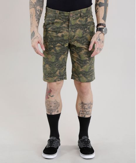 Bermuda-Slim-Estampada-de-Folhagens-Verde-8620778-Verde_1