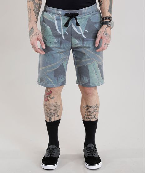 Bermuda-Relaxed-em-Moletom-Estampada-de-Folhagens-Verde-8678375-Verde_1