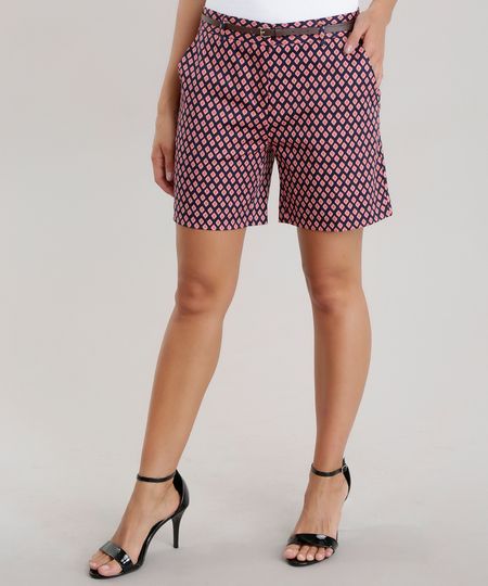 Short-Estampado-Geometrico-com-Cinto-em-Algodao---Sustentavel-Vermelho-8598806-Vermelho_1