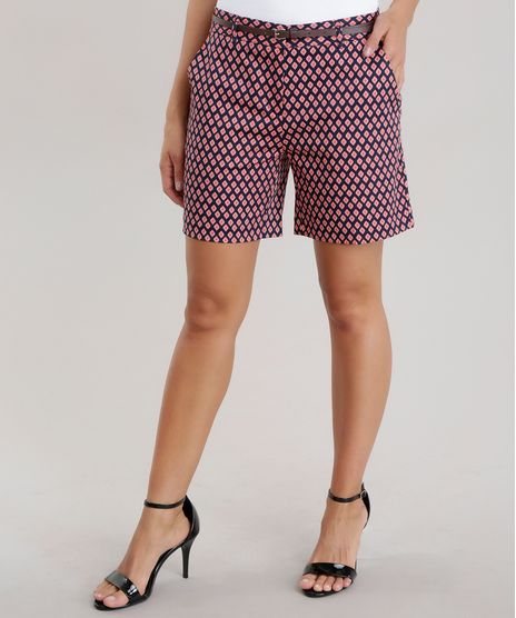 Short-Estampado-Geometrico-com-Cinto-em-Algodao---Sustentavel-Vermelho-8598806-Vermelho_1