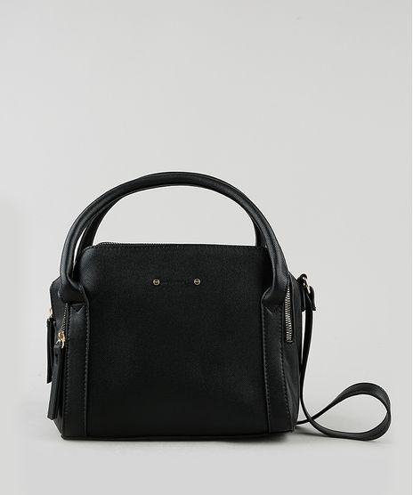 Bolsa-Feminina-Transversal-Pequena-com-Divisorias-e-Alca-de-Mao-Preta-9845462-Preto_1