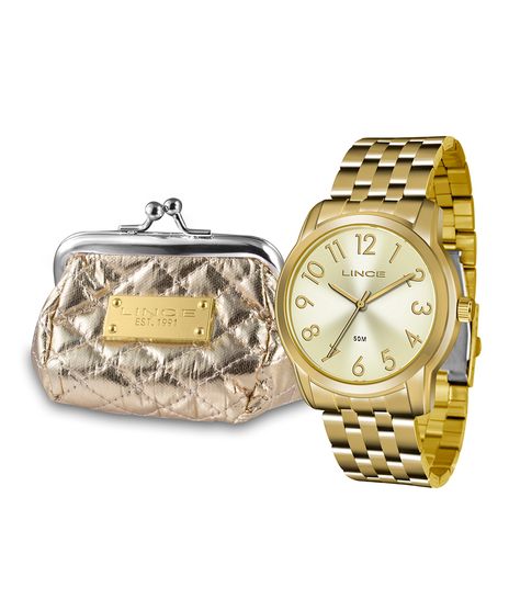 Kit-de-Relogio-Analogico-Lince-Feminino---Bolsa-Porta-Moedas---LRG4456L-KT73C2KX-Dourado-9278766-Dourado_1