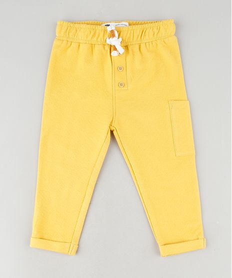 Calca-de-Moletom-Infantil-Cargo-Amarela-9851540-Amarelo_1