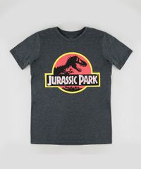 Camiseta-Infantil-Jurassic-Park-Manga-Curta-Cinza-Mescla-Escuro-9943999-Cinza_Mescla_Escuro_1