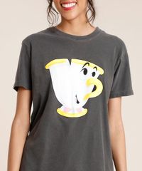T-Shirt-Feminina-Mindset-Zip-A-Bela-e-a-Fera-Manga-Curta-Decote-Redondo-Chumbo-9946731-Chumbo_4