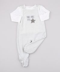 Macacao-Listrado-em-Plush-com-Pezinho-Sem-Manga---Camiseta-Manga-Longa-Off-White-9688054-Off_White_1