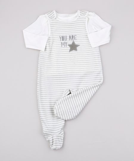 Macacao-Listrado-em-Plush-com-Pezinho-Sem-Manga---Camiseta-Manga-Longa-Off-White-9688054-Off_White_1