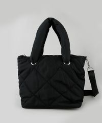 Bolsa-em-Nylon-Feminina-Shopper-Grande-Puffer-com-Alca-de-Ombro-Preta-9845466-Preto_1