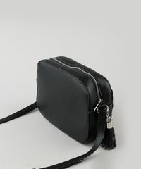 Bolsa-Feminina-Transversal-Pequena-com-Bolso-e-Tassel-Preta-9845697-Preto_4