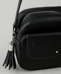 Bolsa-Feminina-Transversal-Pequena-com-Bolso-e-Tassel-Preta-9845697-Preto_5