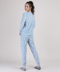 Pijama-de-Fleece-Feminino-Estampado-de-Urso-Manga-Longa
-Azul-Claro-9900199-Azul_Claro_2