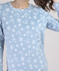 Pijama-de-Fleece-Feminino-Estampado-de-Urso-Manga-Longa
-Azul-Claro-9900199-Azul_Claro_3
