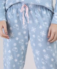 Pijama-de-Fleece-Feminino-Estampado-de-Urso-Manga-Longa
-Azul-Claro-9900199-Azul_Claro_4