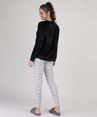 Pijama-de-Plush-Feminino-com-Bordado-de-Gato-Estampado-de-Poa-Manga-Longa-Preto-9900197-Preto_2