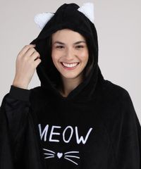 Poncho-em-Fleece-Feminino-Gato-com-Capuz-e-Orelhas-Preto-9900211-Preto_4