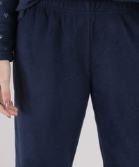 Pijama-de-Fleece-Feminino-Estampado-de-Estrelas-Metalizadas-Manga-Longa-Azul-Marinho-9900200-Azul_Marinho_4