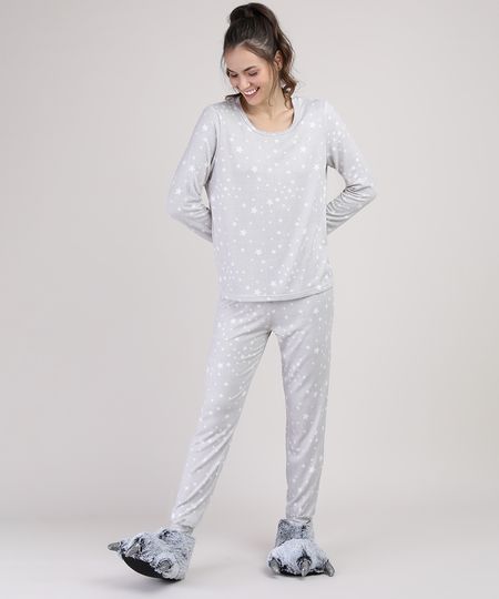 Pijama-Feminino-Estampado-de-Estrelas-Manga-Longa-Cinza-Mescla-9900220-Cinza_Mescla_1 Pijama-Feminino-Estampado-de-Estrelas-Manga-Longa-Cinza-Mescla-9900220-Cinza_Mescla_1
