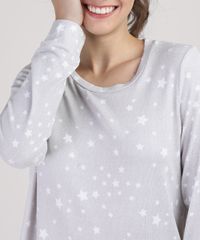 Pijama-Feminino-Estampado-de-Estrelas-Manga-Longa-Cinza-Mescla-9900220-Cinza_Mescla_3