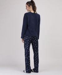 Pijama-de-Fleece-Feminino-com-Bordado-de-Pinguim-Estampado-de-Estrelas-Manga-Longa-Azul-Marinho-9900201-Azul_Marinho_2