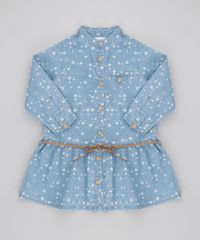 Vestido-Jeans-Estampado-de-estrelas-com-Cinto-Azul-Claro-8459035-Azul_Claro_1