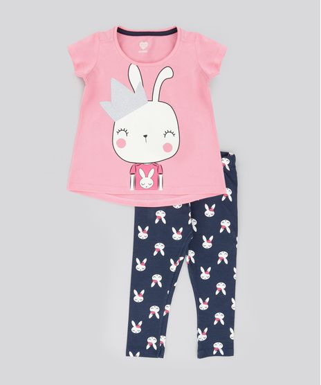 Conjunto-de-Blusa-Rosa---Calca-Legging-Estampada-de-Coelhos-Azul-Marinho-8672663-Azul_Marinho_1