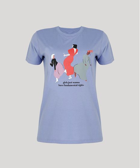 T-Shirt-Feminina-Mindset--Girls-Just-Wanna--Manga-Curta-Decote-Redondo-Lilas-9947250-Lilas_1