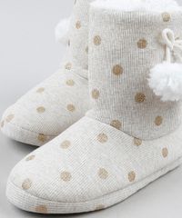 Pantufa-Bota-Feminina-Pelo-com-Pompom-Estampada-de-Poa-Bege-9860465-Bege_6