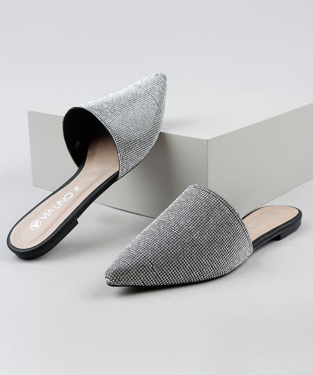 Mule-Feminino-Via-Uno-com-Strass-Prateado-9946175-Prateado_1
