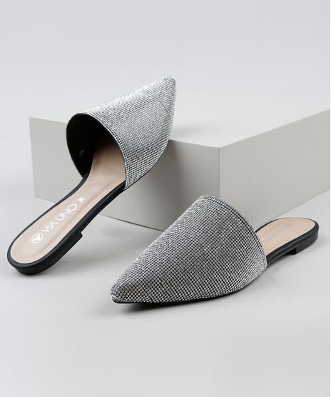 Mule-Feminino-Via-Uno-com-Strass-Prateado-9946175-Prateado_1