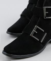 Bota-Feminina-Beira-Rio-Cano-Curto-em-Suede-com-Fivelas-Preta-9943000-Preto_3