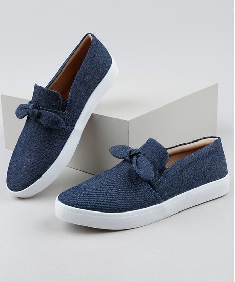 Tenis-Feminino-Slip-On-Via-Uno-com-Laco-Azul-Escuro-9946283-Azul_Escuro_1