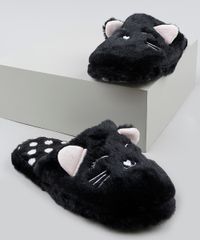 Meia-de-Inverno-Pelucia-Feminina-Gato-Preta-9860459-Preto_1