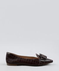 Sapatilha-Feminina-Via-Uno-Bico-Fino-Texturizada-Croco-com-Fivela-Marrom-Escuro-9683017-Marrom_Escuro_2
